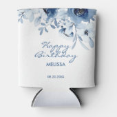 ブルーモダンバラフローラグリーナリー誕生日 缶クーラー (正面)