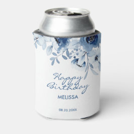 ブルーモダンバラフローラグリーナリー誕生日 缶クーラー
