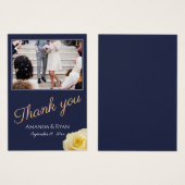 ブルーモダンバラフローラフォト結婚式の引き出物ラベル (正面&裏面)