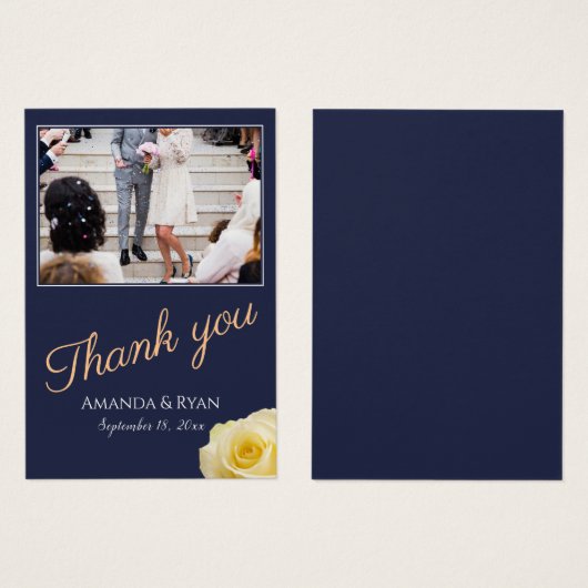 ブルーモダンバラフローラフォト結婚式の引き出物ラベル (正面&裏面)