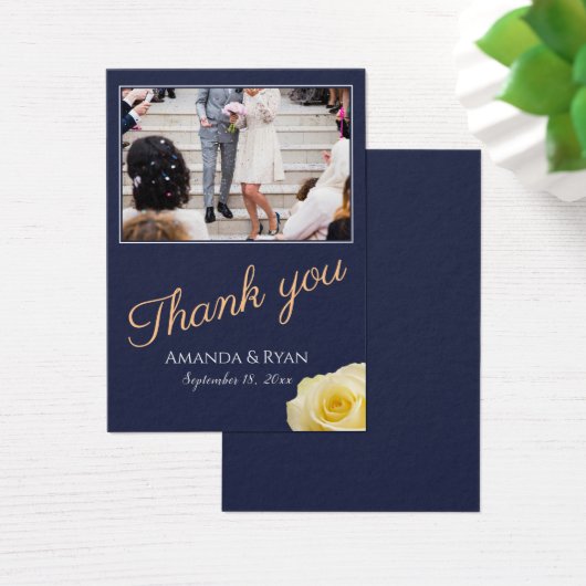 ブルーモダンバラフローラフォト結婚式の引き出物ラベル (デスク)