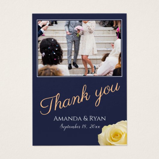 ブルーモダンバラフローラフォト結婚式の引き出物ラベル (正面)