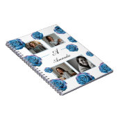 ブルーモダンバラモノグラムフォトコラージュカスタムママ ノートブック (右側)