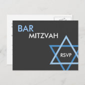 ブルーモダンバー（ユダヤ教の）バル・ミツバーRSVPポストカード インビテーションポストカード (正面/裏面)