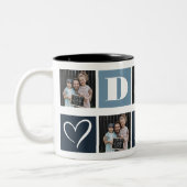 ブルーモダンパパフォトコラージュ父の日 ツートーンマグカップ (左)