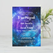 ブルーモダンパープルウォーターカラー銀河系B'nai(ユダヤ教の)バル・ミツバー 招待状 (スタンド正面)