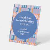 ブルーモダンパープルカスタムブライダルシャワーありがとう 台座サイン (正面)