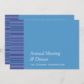 ブルーモダンパープルストライプアクアビジネスディナー 招待状 (正面/裏面)