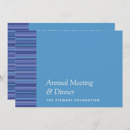 ブルーモダンパープルストライプアクアビジネスディナー 招待状 (正面/裏面)