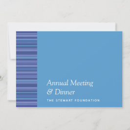 ブルーモダンパープルストライプアクアビジネスディナー 招待状