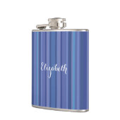 ブルーモダンパープルストライプ名前をカスタムする フラスク (左)