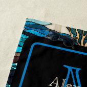 ブルーモダンビーチライフオルカホエールイン海 ビーチタオル (インサイチュ)