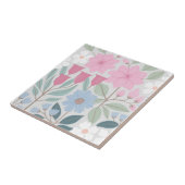 ブルーモダンピンクかわいらしフローラプリント タイル (側面)