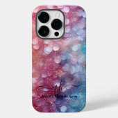 ブルーモダンピンクグラデーショングリッターシモノグラムのック Case-Mate iPhoneケース (裏面)