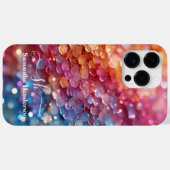 ブルーモダンピンクパステルグラデーショングリッターモノグラムの Case-Mate iPhoneケース (裏面 (横))