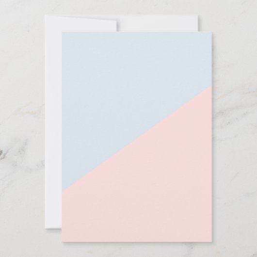 ブルーモダンピンクベビーおもちゃ赤ちゃんシャワー 招待状 (裏面)