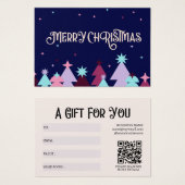 ブルーモダンピンクメリークリスマスギフトカード (正面&裏面)