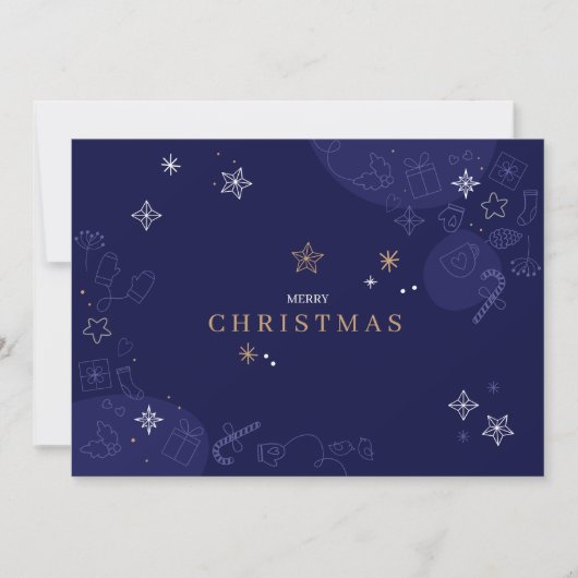 ブルーモダンファミリークリスマスフォトカード シーズンカード (正面)