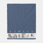 ブルーモダンファミリー6写真コラージュ写真 フリースブランケット (正面)