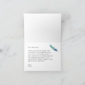 ブルーモダンフェザー水カラー誕生日 サンキューカード (内部)