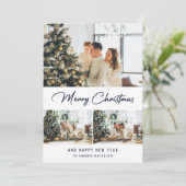 ブルーモダンフォトコラージクリスマス年賀状 シーズンカード (スタンド正面)