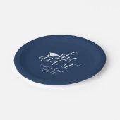 ブルーモダンフォントエレガント卒業 ペーパープレート (アングル)