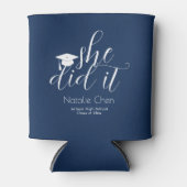 ブルーモダンフォントエレガント卒業 缶クーラー (正面)