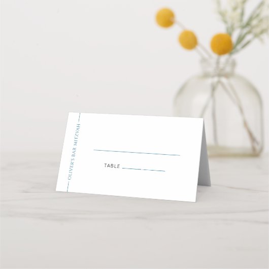 ブルーモダンフォールドバー(ユダヤ教の)バル・ミツバー座席表 プレイスカード (正面)