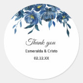 ブルーモダンフローラお願い ラウンドシール (正面)