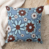 ブルーモダンフローライラストレーション装飾用クッション クッション (ブランケット)