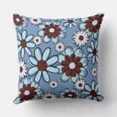 ブルーモダンフローライラストレーション装飾用クッション クッション (裏面)