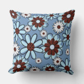 ブルーモダンフローライラストレーション装飾用クッション クッション (正面)