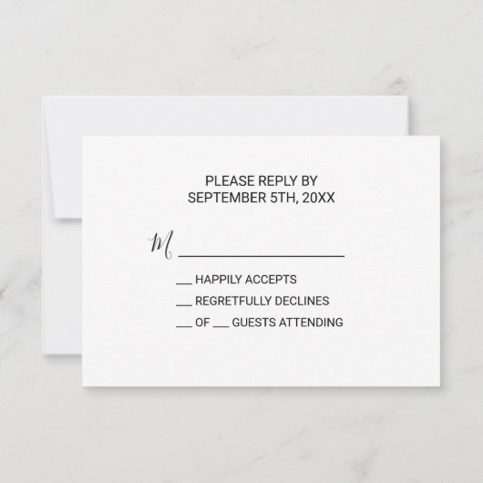 ブルーモダンフローラウェディングRsvp 出欠カード (裏面)