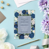 ブルーモダンフローラウォーターカラーエレガントな結婚式 アクリル招待状 (インサイチュ (ウェディング))