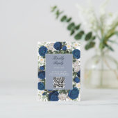 ブルーモダンフローラウォーターカラーエレガントな結婚式 エンクロージャーカード (スタンド正面)