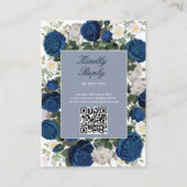 ブルーモダンフローラウォーターカラーエレガントな結婚式 エンクロージャーカード (正面)