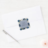 ブルーモダンフローラウォーターカラーエレガントな結婚式 スクエアシール (封筒)