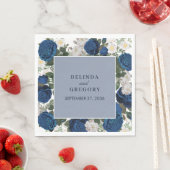 ブルーモダンフローラウォーターカラーエレガントな結婚式 スタンダードランチョンナプキン (インサイチュ)