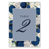 ブルーモダンフローラウォーターカラーエレガントな結婚式 テーブルナンバー (裏面)