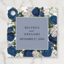 ブルーモダンフローラウォーターカラーエレガントな結婚式 フェイバータグ