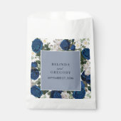 ブルーモダンフローラウォーターカラーエレガントな結婚式 フェイバーバッグ (正面)