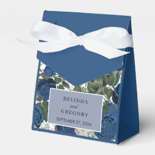 ブルーモダンフローラウォーターカラーエレガントな結婚式 フェイバーボックス