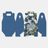 ブルーモダンフローラウォーターカラーエレガントな結婚式 フェイバーボックス (見開き)