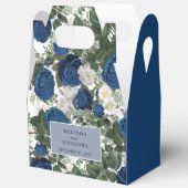 ブルーモダンフローラウォーターカラーエレガントな結婚式 フェイバーボックス (見開き)