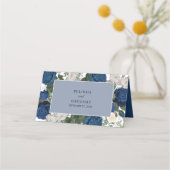 ブルーモダンフローラウォーターカラーエレガントな結婚式 プレイスカード (裏面)