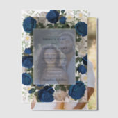 ブルーモダンフローラウォーターカラーエレガントな結婚式 ベラム紙招待状 (オフセット (カップル))