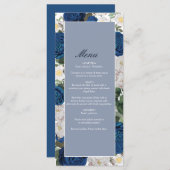 ブルーモダンフローラウォーターカラーエレガントな結婚式 メニュー (正面/裏面)