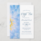 ブルーモダンフローラハイティーブライダルシャワー 招待状 (正面)