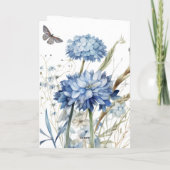 ブルーモダンフローラフォトハッピーマザーズデイカード カード (裏面)