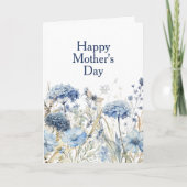 ブルーモダンフローラフォトハッピーマザーズデイカード カード (正面)